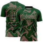 Maillot de football vert à sublimation, uniforme rose, lignes, taille moyenne, personnalisé, sport, courbe