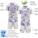 Maillot de football blanc, courbé, lignes violettes, personnalisé, sublimation