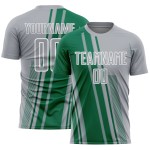Maillot de football personnalisé à sublimation grise Lines, uniforme vert et blanc, sports Kelly Maillot de football personnalisé à sublimation grise Lines, uniforme vert et blanc, sports Kelly