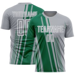 Maillot de football personnalisé à sublimation grise Lines, uniforme vert et blanc, sports Kelly