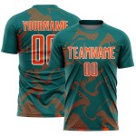 Maillot de sport Curve Sublimation Teal Lines, uniforme de football personnalisé orange et blanc