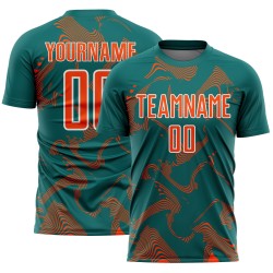 Maillot de sport Curve Sublimation Teal Lines, uniforme de football personnalisé orange et blanc