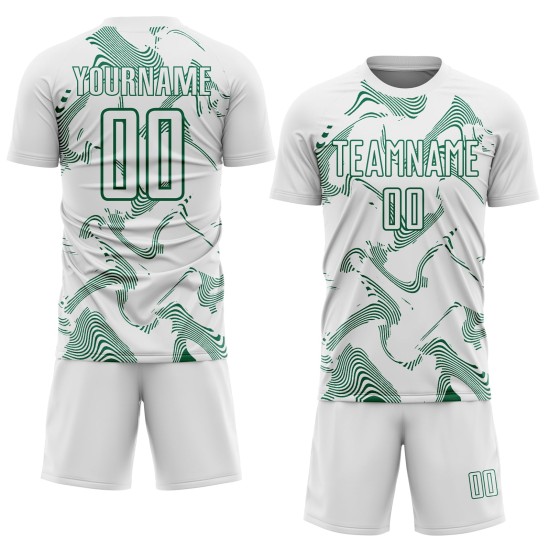Maillot de football blanc uniforme Sports Curve Lines Kelly, sublimation personnalisée, vert