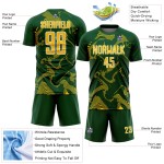 Maillot de football personnalisé Lines Green Sports, uniforme de sport, couleur jaune et blanc, courbé par sublimation Maillot de football personnalisé Lines Green Sports, uniforme de sport, couleur jaune et blanc, courbé par sublimation