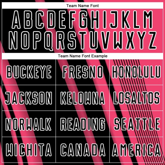 Maillot de football rose fluo à sublimation, uniforme sportif, lignes personnalisées, noir et blanc Maillot de football rose fluo à sublimation, uniforme sportif, lignes personnalisées, noir et blanc