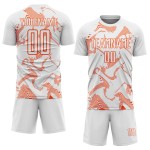 Maillot de football blanc à sublimation orange Custom Lines Curve Maillot de football blanc à sublimation orange Custom Lines Curve