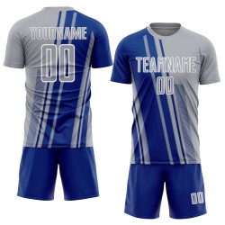 Maillot de football personnalisé Royal-White, sublimation, gris