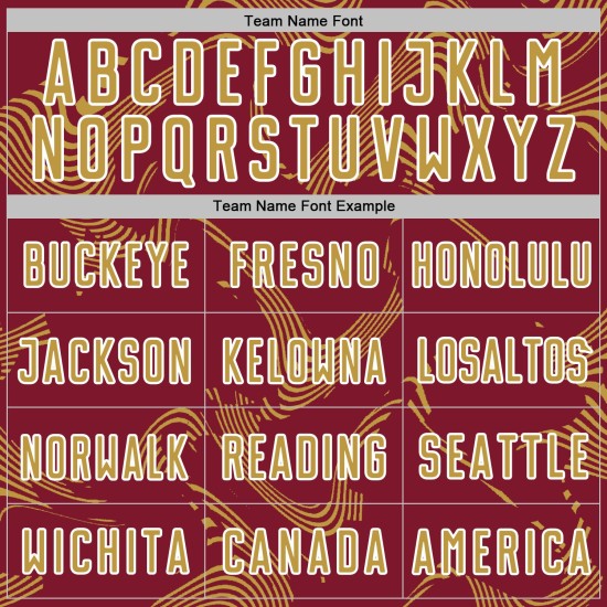 Maillot de sublimation Curve, lignes uniformes, football personnalisé, vieil or-blanc, sports cramoisi