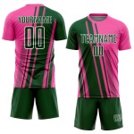 Maillot de football à lignes vert-blanc rose, uniforme personnalisé par sublimation