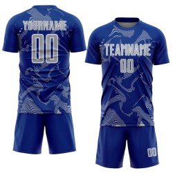 Maillot de football personnalisé gris-blanc Royal Lines Uniforme de sublimation Sports Curve