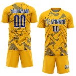Maillot de football Gold Curve Sports Uniform Lines Sublimation Royal-White Custom