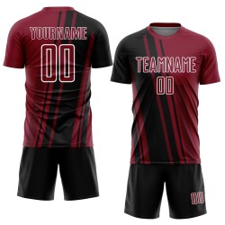 Maillot de sport sublimé Crimson, uniforme de football personnalisé, noir et blanc