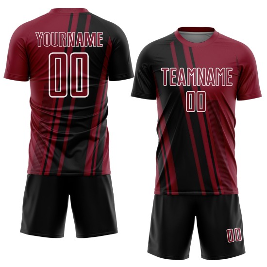 Maillot de sport sublimé Crimson, uniforme de football personnalisé, noir et blanc