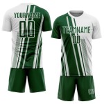 Maillot de football vert à sublimation, lignes personnalisées, sport, blanc