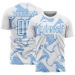 Maillot de football à sublimation bleu Custom Lines Sports, poudre blanche courbée
