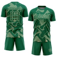 Maillot de football à sublimation Green Uniform Curve Kelly Cream, personnalisé