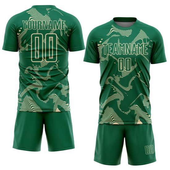 Maillot de football à sublimation Green Uniform Curve Kelly Cream, personnalisé