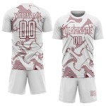 Maillot de football blanc à lignes uniformes et courbes, bordeaux, sublimation personnalisée