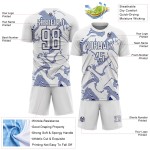 Maillot de sport bleu marine personnalisé, lignes courbes, uniforme de sublimation blanc Maillot de sport bleu marine personnalisé, lignes courbes, uniforme de sublimation blanc