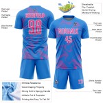 Maillot de sublimation, uniforme, lignes, courbes en poudre, bleu, sport personnalisé, rose et blanc, football