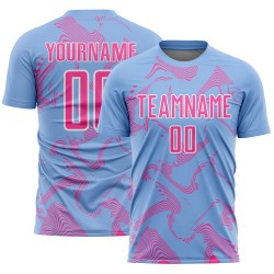 Maillot de football rouge et blanc, lignes courbes légères, bleu, sport, sublimation personnalisée