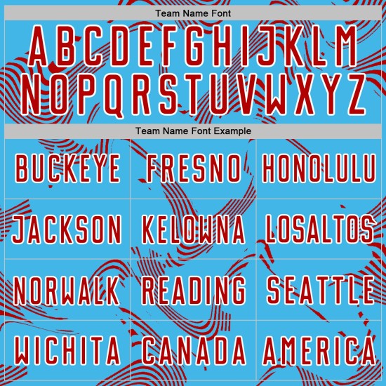 Maillot de football bleu ciel, rouge et blanc, uniforme personnalisé, lignes courbes, sublimation