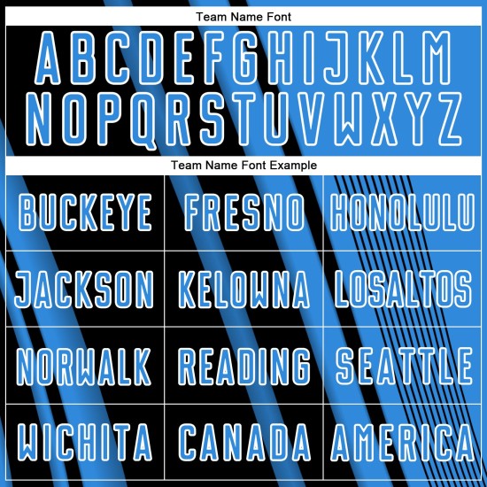 Maillot de football personnalisé à sublimation bleue avec lignes de poudre noir et blanc Maillot de football personnalisé à sublimation bleue avec lignes de poudre noir et blanc