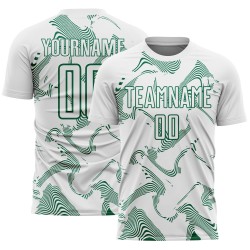 Maillot de football blanc uniforme Sports Curve Lines Kelly, sublimation personnalisée, vert