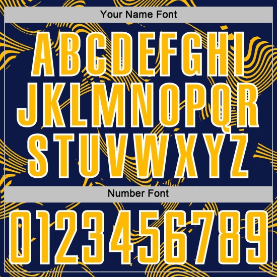 Maillot de football sublimé or-blanc, uniforme bleu marine personnalisé, lignes Sports Curve