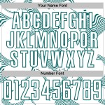 Maillot de football blanc Sports Lines Curve personnalisé bleu sarcelle, sublimation