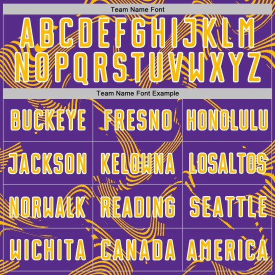 Maillot de football personnalisé à sublimation or-blanc, uniforme de sport violet courbe