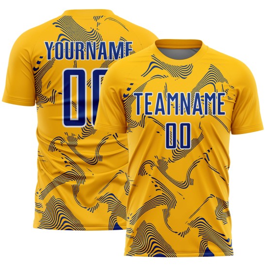 Maillot de football Gold Curve Sports Uniform Lines Sublimation Royal-White Custom