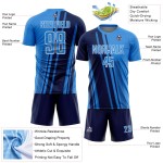 Maillot de football bleu marine et blanc, uniforme de sport à sublimation par poudre, personnalisé