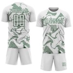 Maillot de football blanc vert à lignes personnalisées, uniforme de sublimation