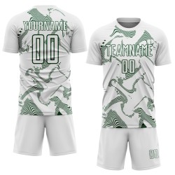 Maillot de football blanc vert à lignes personnalisées, uniforme de sublimation