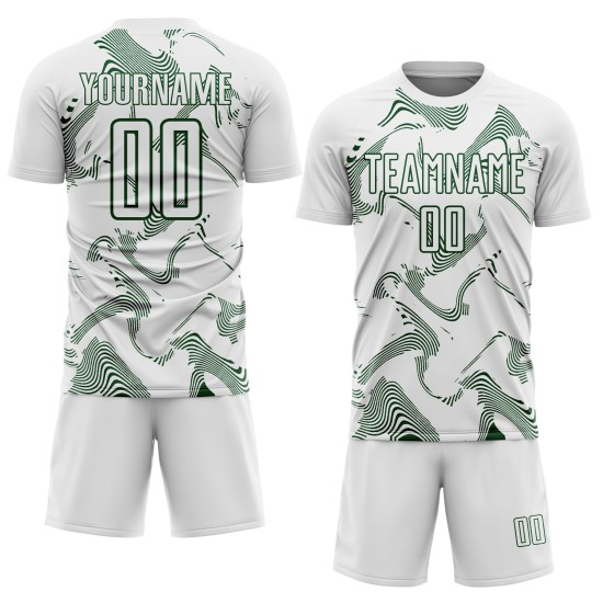 Maillot de football blanc vert à lignes personnalisées, uniforme de sublimation