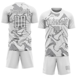 Maillot de sport gris Steel Curve personnalisé par sublimation, uniforme blanc de football