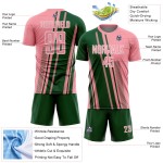 Maillot de football personnalisé rose à lignes moyennes, uniforme de sport vert et blanc