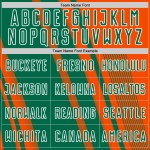 Maillot de sport Kelly personnalisé à sublimation, lignes de football, orange, vert et blanc