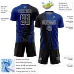 Maillot de sport personnalisé par sublimation, uniforme de football noir et blanc, lignes royales