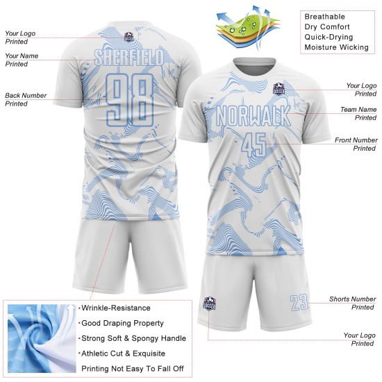 Maillot de football Curve Light Uniform White Lines, personnalisé par sublimation, bleu