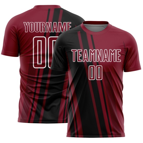 Maillot de sport sublimé Crimson, uniforme de football personnalisé, noir et blanc