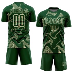Maillot de football sublimé crème vert sport personnalisé lignes courbes uniforme Maillot de football sublimé crème vert sport personnalisé lignes courbes uniforme