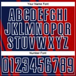 Maillot de football personnalisé à sublimation bleu marine, blanc et rouge Maillot de football personnalisé à sublimation bleu marine, blanc et rouge