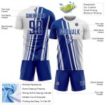 Maillot de sport de football à sublimation, lignes blanches uniformes, personnalisé, royal
