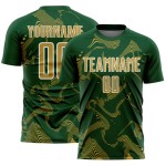 Maillot de sublimation personnalisé Curve Green Uniform Sports Soccer Old Gold-White