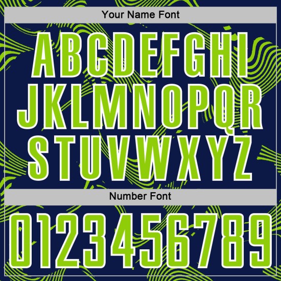 Maillot de sport Navy Lines Sublimation personnalisé Neon Curve Vert-Blanc Uniforme de football