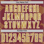 Maillot de sport personnalisé, ancien uniforme de football à sublimation bordeaux, courbe or-blanc Maillot de sport personnalisé, ancien uniforme de football à sublimation bordeaux, courbe or-blanc