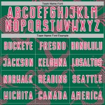 Maillot de football vert sublimation lignes néon courbe rose-blanc Kelly uniforme sport personnalisé