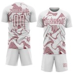 Maillot de football Curve Lines blanc, uniforme de sublimation, Crimson Sports Custom
